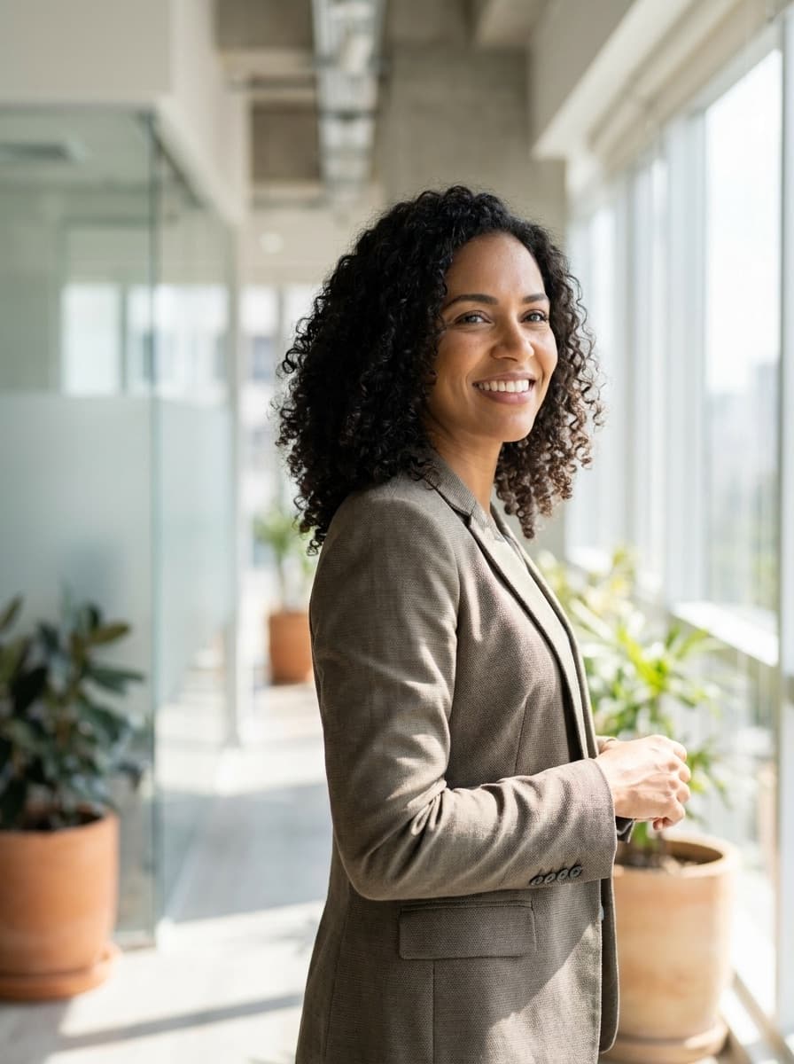 Recrutadora especialista do Empregga em um escritório iluminado